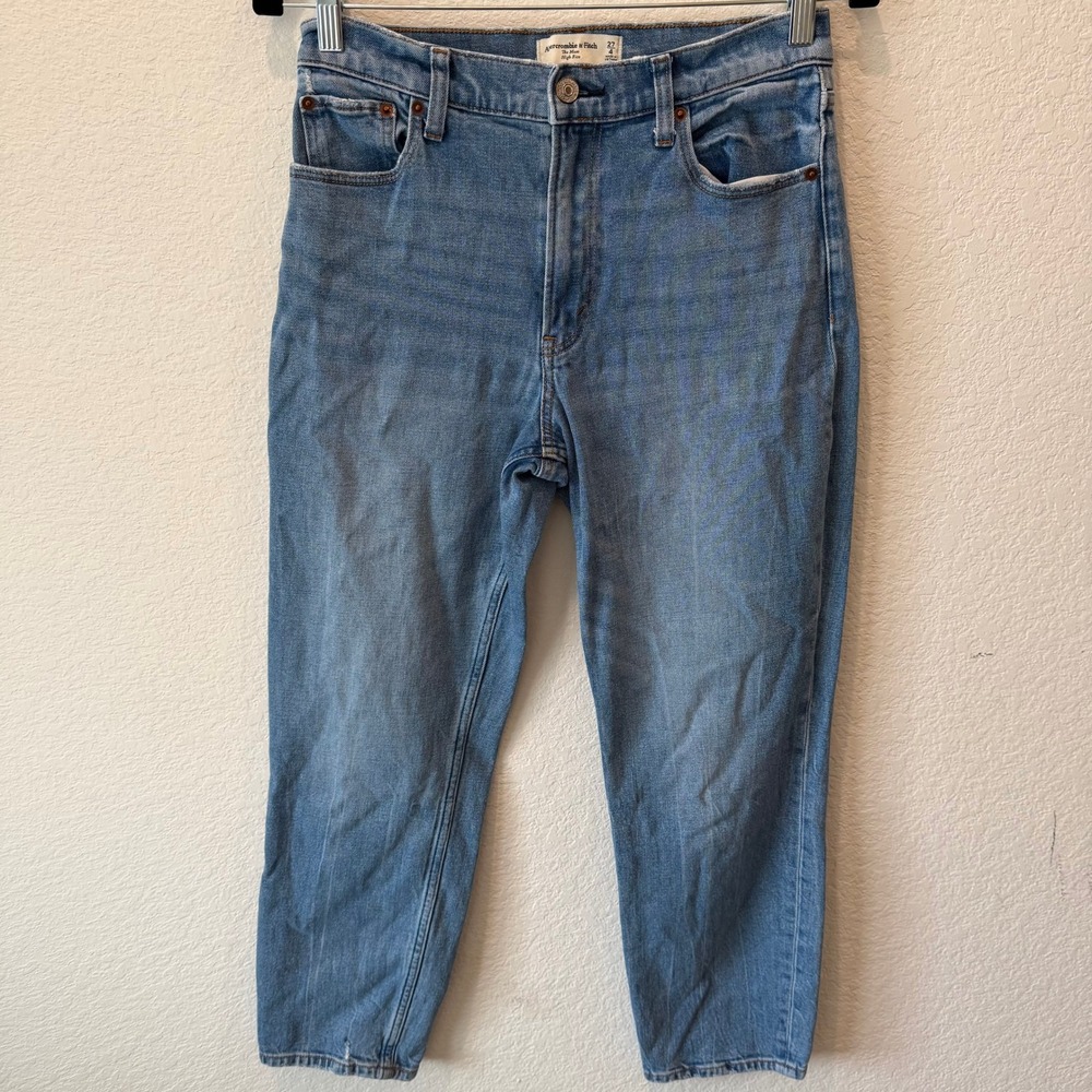 Abercrombie & Fitch The Mom High Rise Jeans Medium Wash Blue Size 27 4
